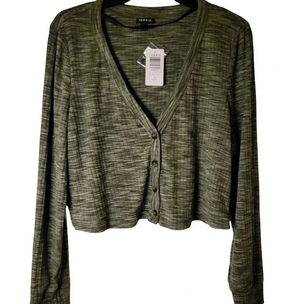 Torrid Space Dye Cardigan V-Neck Sweater Sz 1X